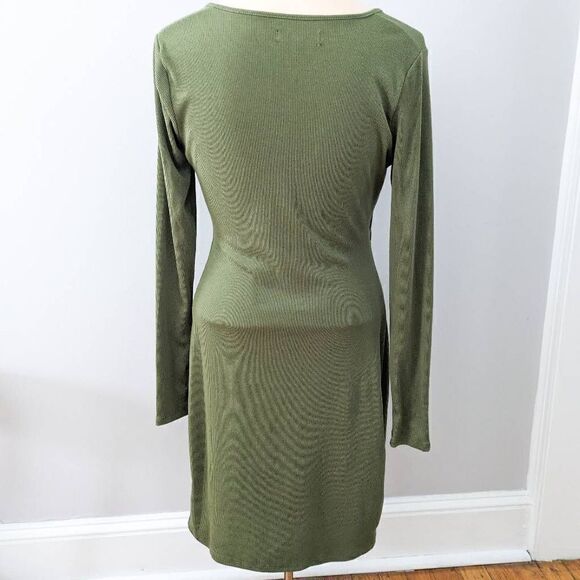 BCBG Paris Women's Knit Rib Dress Loden Green - Picture 6 of 9